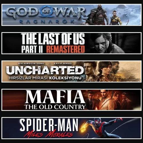Ragnarök +TLOU2 +UNC. +Mafia +Miles